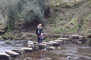 A family walk to explore the riverside at Hardcastle Crags